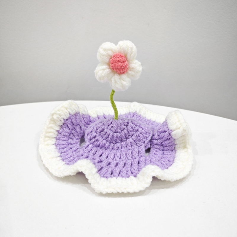 Floral Knit Pet Headband for Cats and Dogs in Multiple Colors