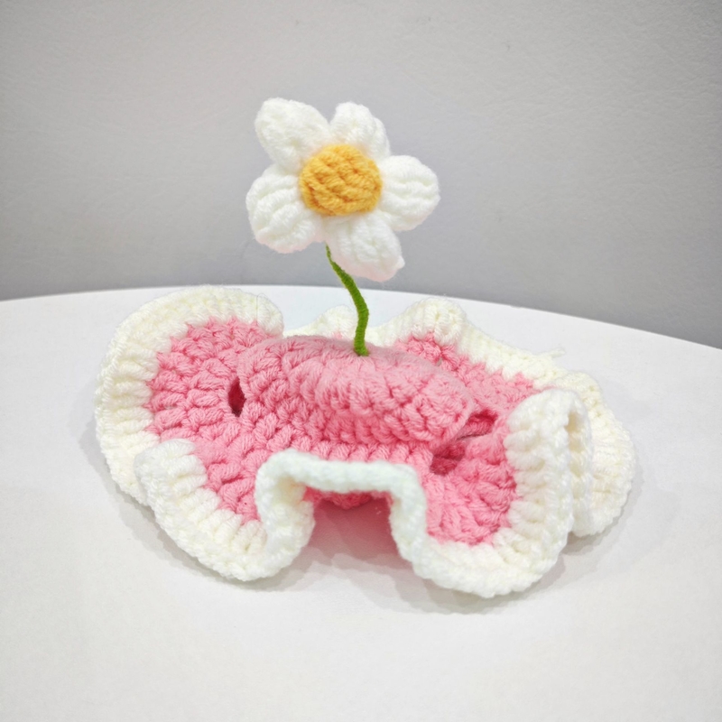 Floral Knit Pet Headband for Cats and Dogs in Multiple Colors